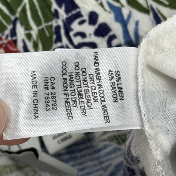 Joie Pants Womens 12 Multicolor Linen Rayon Wide Leg Crop Tropical Print Beach - Picture 10 of 12